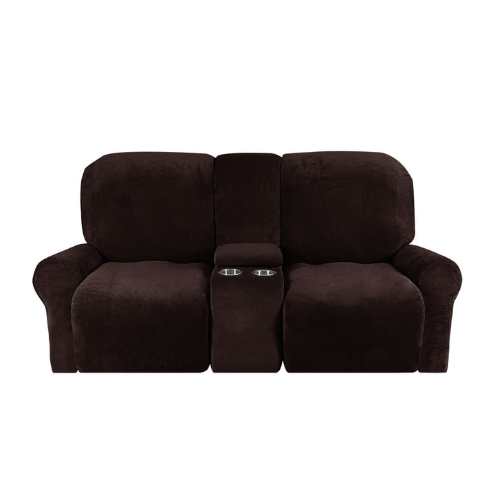 Lisslune | 2-Seater Recliner Sofa Cover with Cup Holders – Velvet Plush