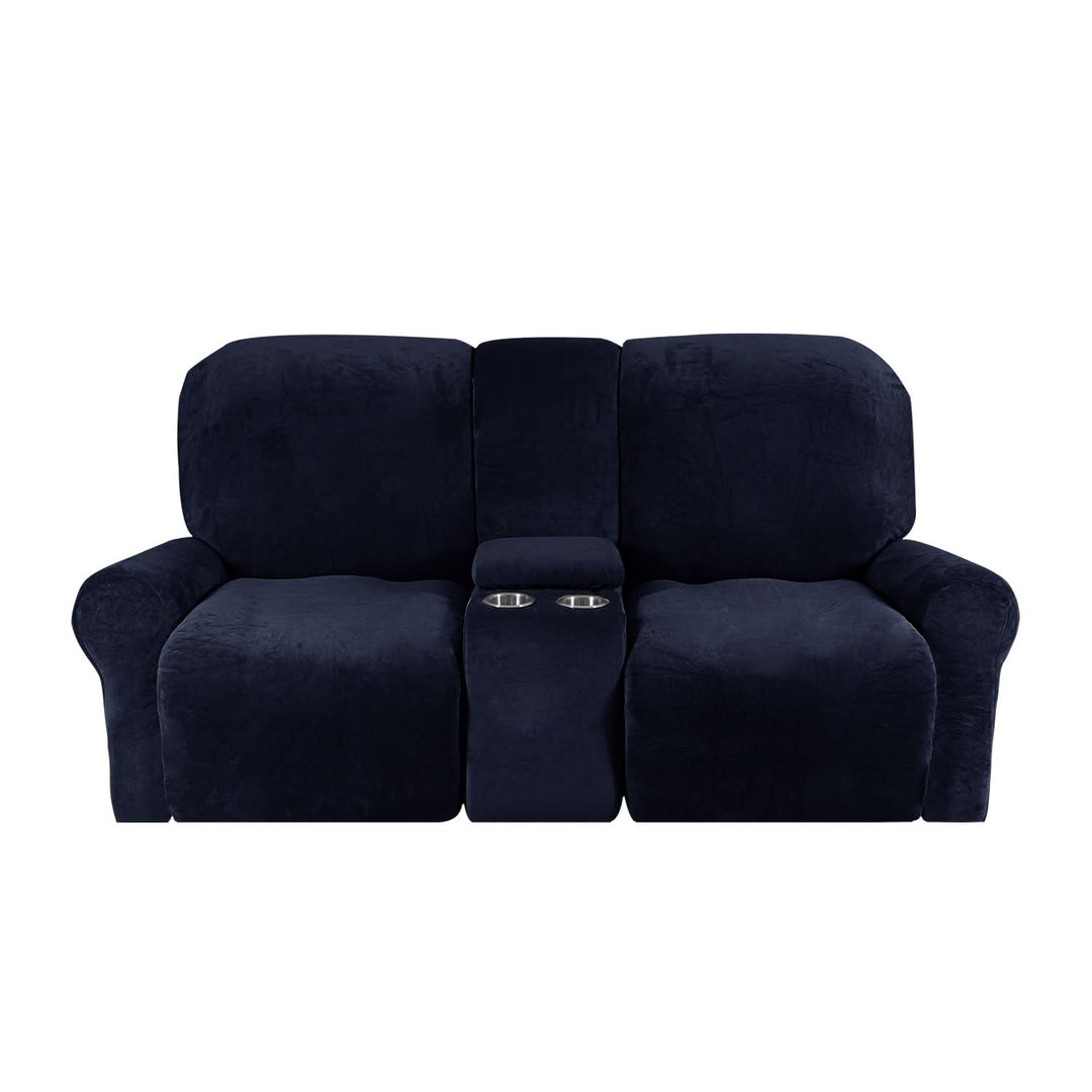 Lisslune | 2-Seater Recliner Sofa Cover with Cup Holders – Velvet Plush