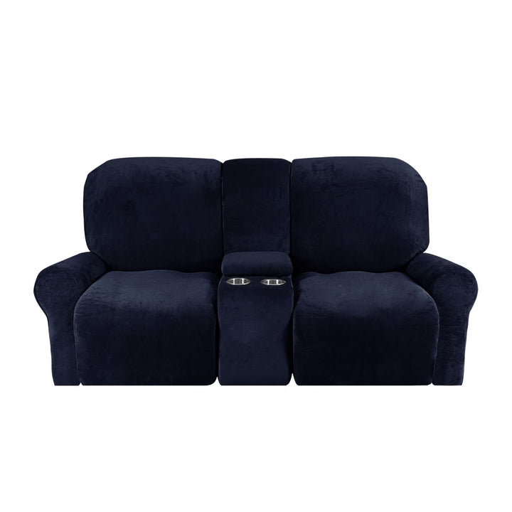 Lisslune | 2-Seater Recliner Sofa Cover with Cup Holders – Velvet Plush