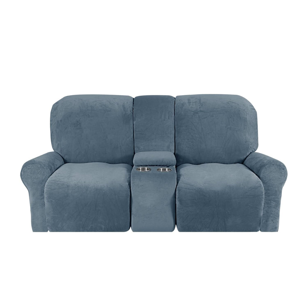 Lisslune | 2-Seater Recliner Sofa Cover with Cup Holders – Velvet Plush
