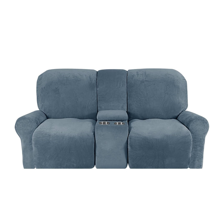 Lisslune | 2-Seater Recliner Sofa Cover with Cup Holders – Velvet Plush