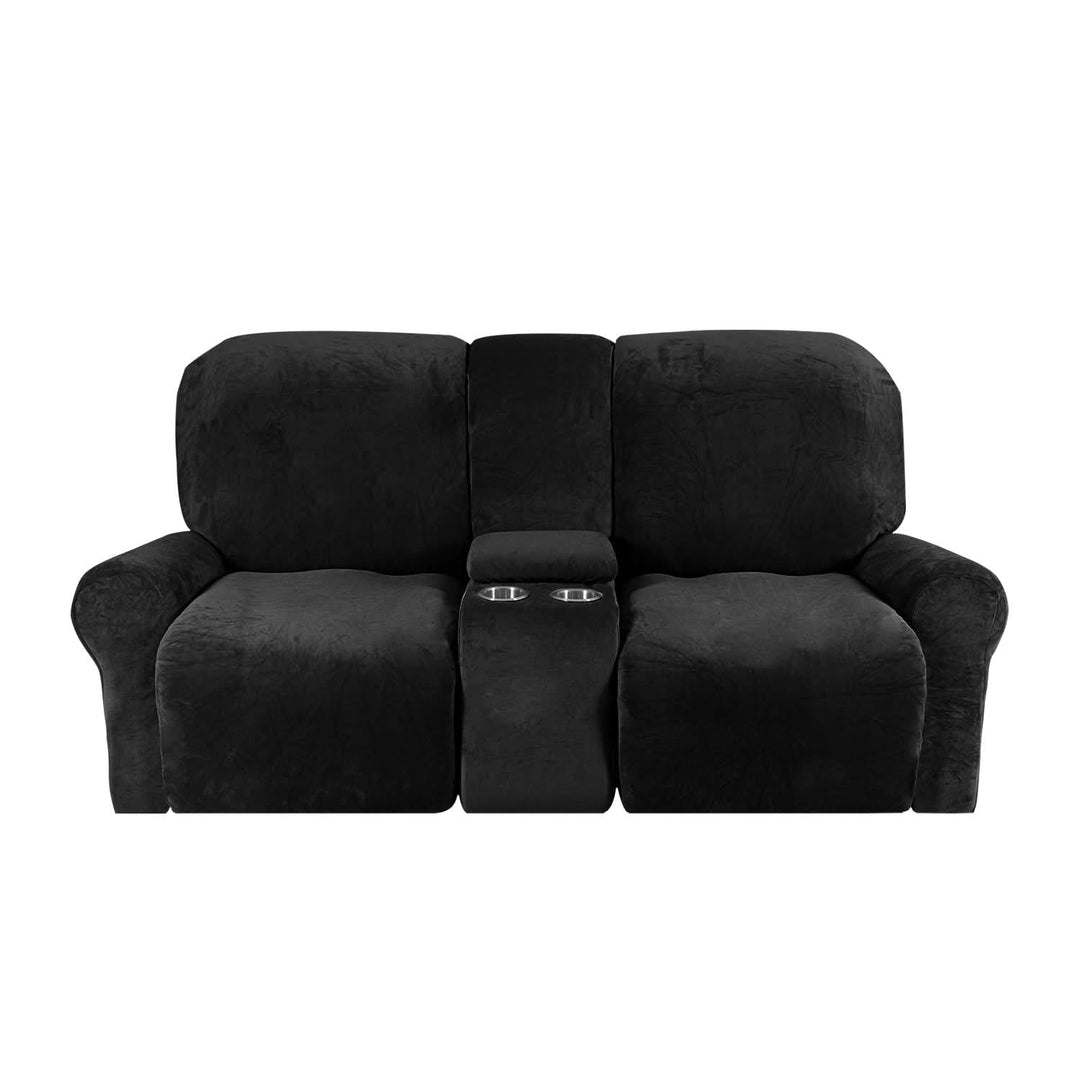 Lisslune | 2-Seater Recliner Sofa Cover with Cup Holders – Velvet Plush