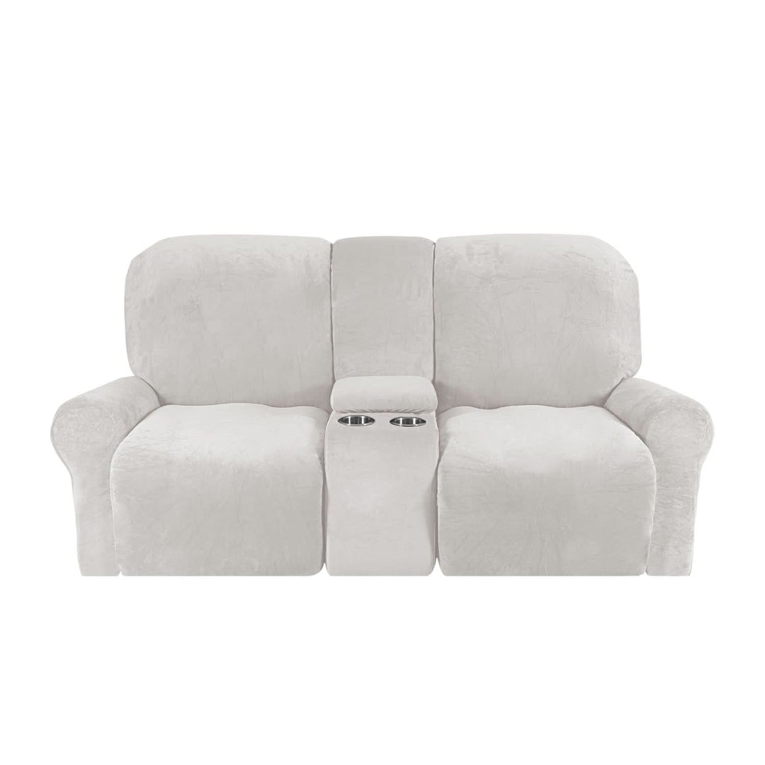 Lisslune | 2-Seater Recliner Sofa Cover with Cup Holders – Velvet Plush