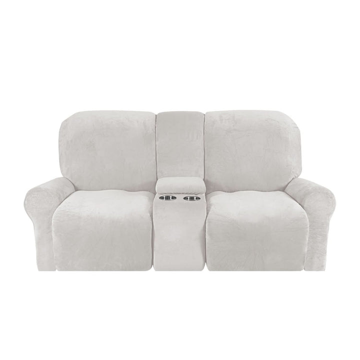 Lisslune | 2-Seater Recliner Sofa Cover with Cup Holders – Velvet Plush