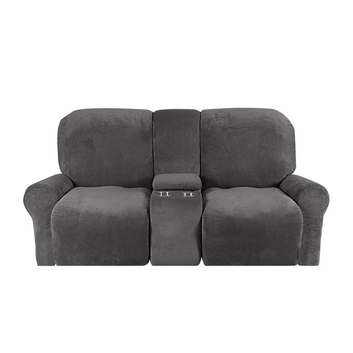 Lisslune | 2-Seater Recliner Sofa Cover with Cup Holders – Velvet Plush