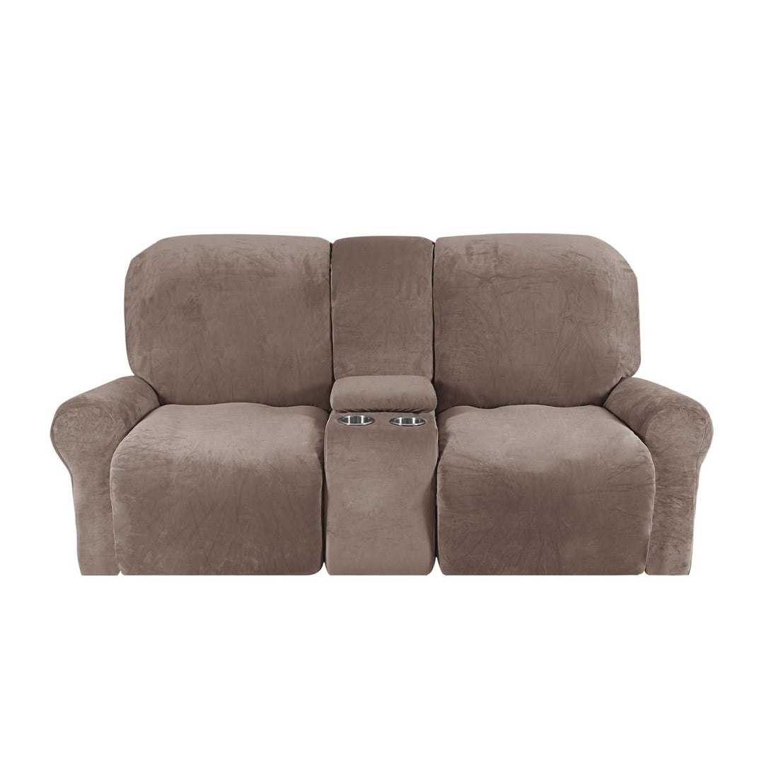Lisslune | 2-Seater Recliner Sofa Cover with Cup Holders – Velvet Plush