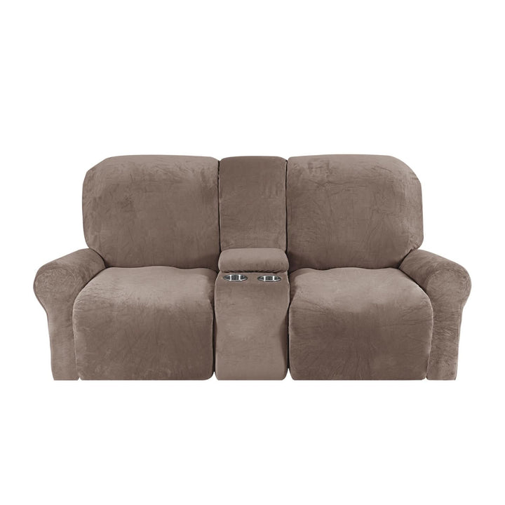 Lisslune | 2-Seater Recliner Sofa Cover with Cup Holders – Velvet Plush