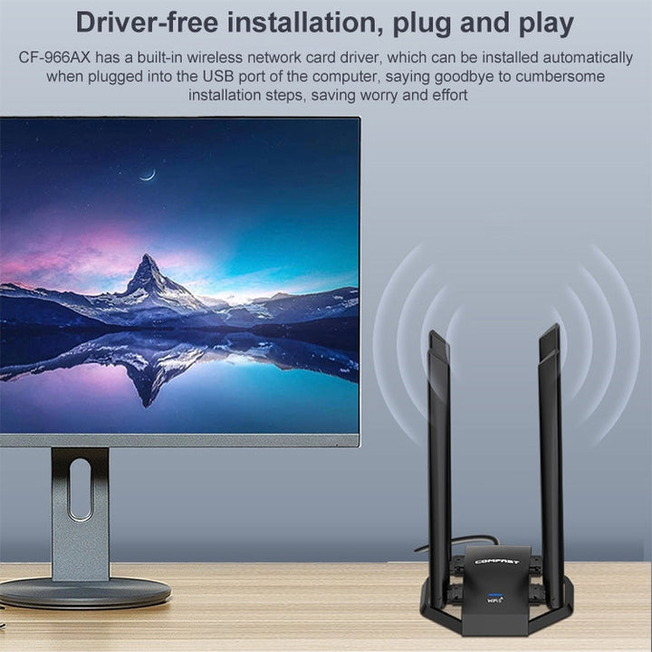 Lisslune | COMFAST CF-966AX Free-drive Dual Band 1800Mbps USB3.0 High Performance Wireless WiFi 6 Adapter