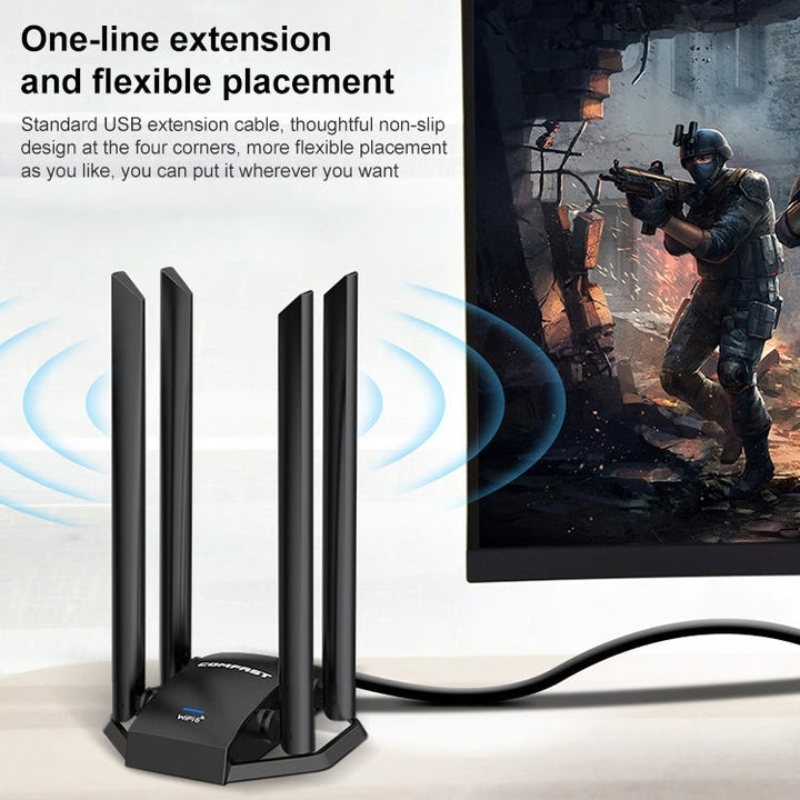 Lisslune | COMFAST CF-966AX Free-drive Dual Band 1800Mbps USB3.0 High Performance Wireless WiFi 6 Adapter