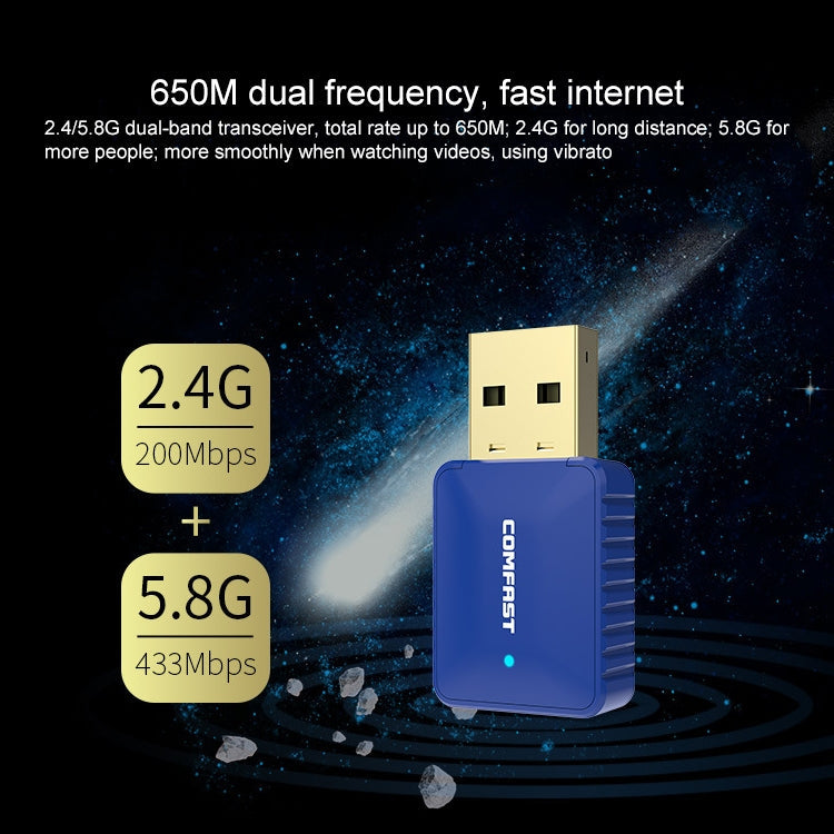 Lisslune | COMFAST CF-726B 650Mbps Dualband Bluetooth Wifi USB Network Adapter Receiver