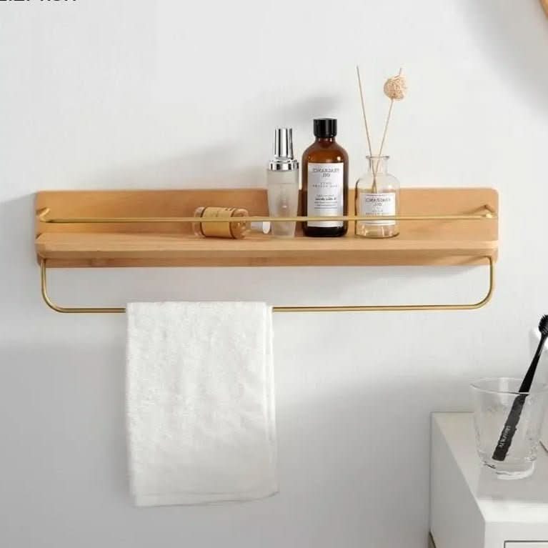 Lisslune | Wall coat rack made of bamboo with shelf & sturdy hooks