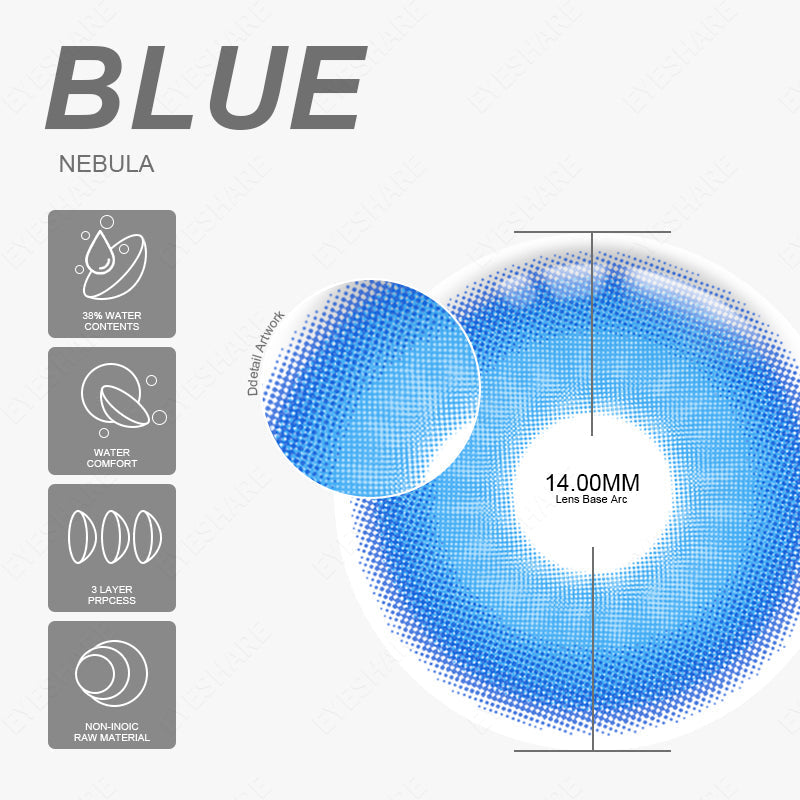Rynx Cosplay Nebula BLUE 14.0 mm 1 Pair | 1 Year