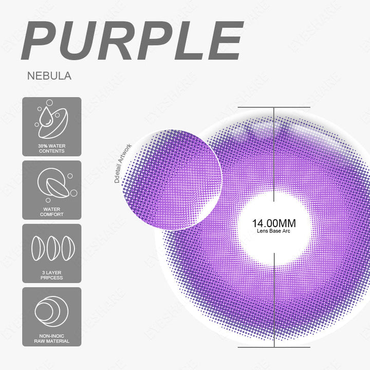 Rynx Cosplay Nebula Purple 14.0mm 1 Pair | 1 Year