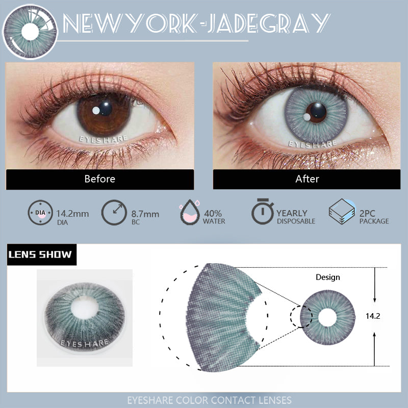 Rynx NewYork Jade Gray 14.2mm 1 Pair | 1 Year