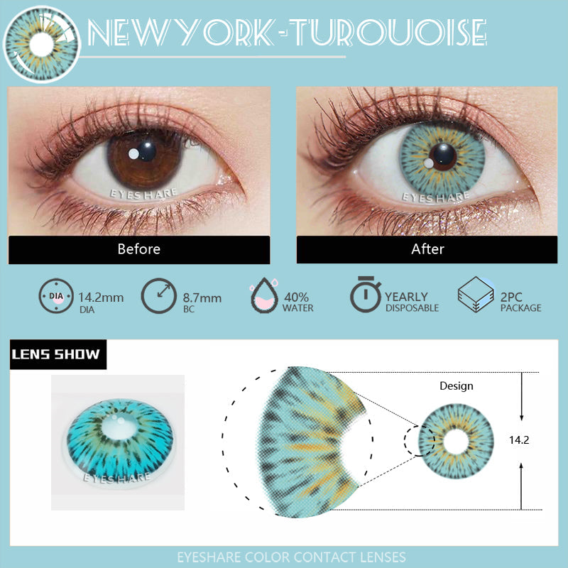 Rynx NewYork Turquoise 14.2 mm 1 Pair | 1 Year