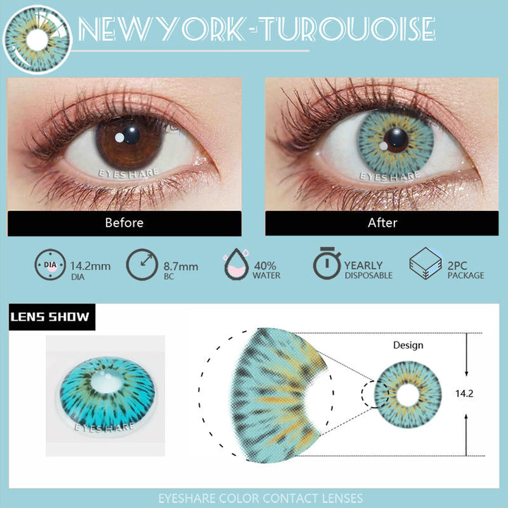 Rynx NewYork Turquoise 14.2 mm 1 Pair | 1 Year