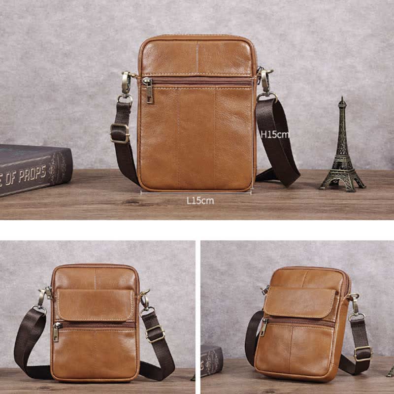 Lisslune | Men’s Small Genuine Leather Shoulder Bag – Compact Crossbody with Adjustable Strap