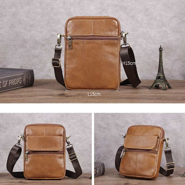 Lisslune | Men’s Small Genuine Leather Shoulder Bag – Compact Crossbody with Adjustable Strap