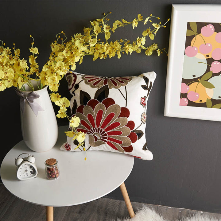 Lisslune | Fleur Classic Embroidery Square Sofa Cushion Cover