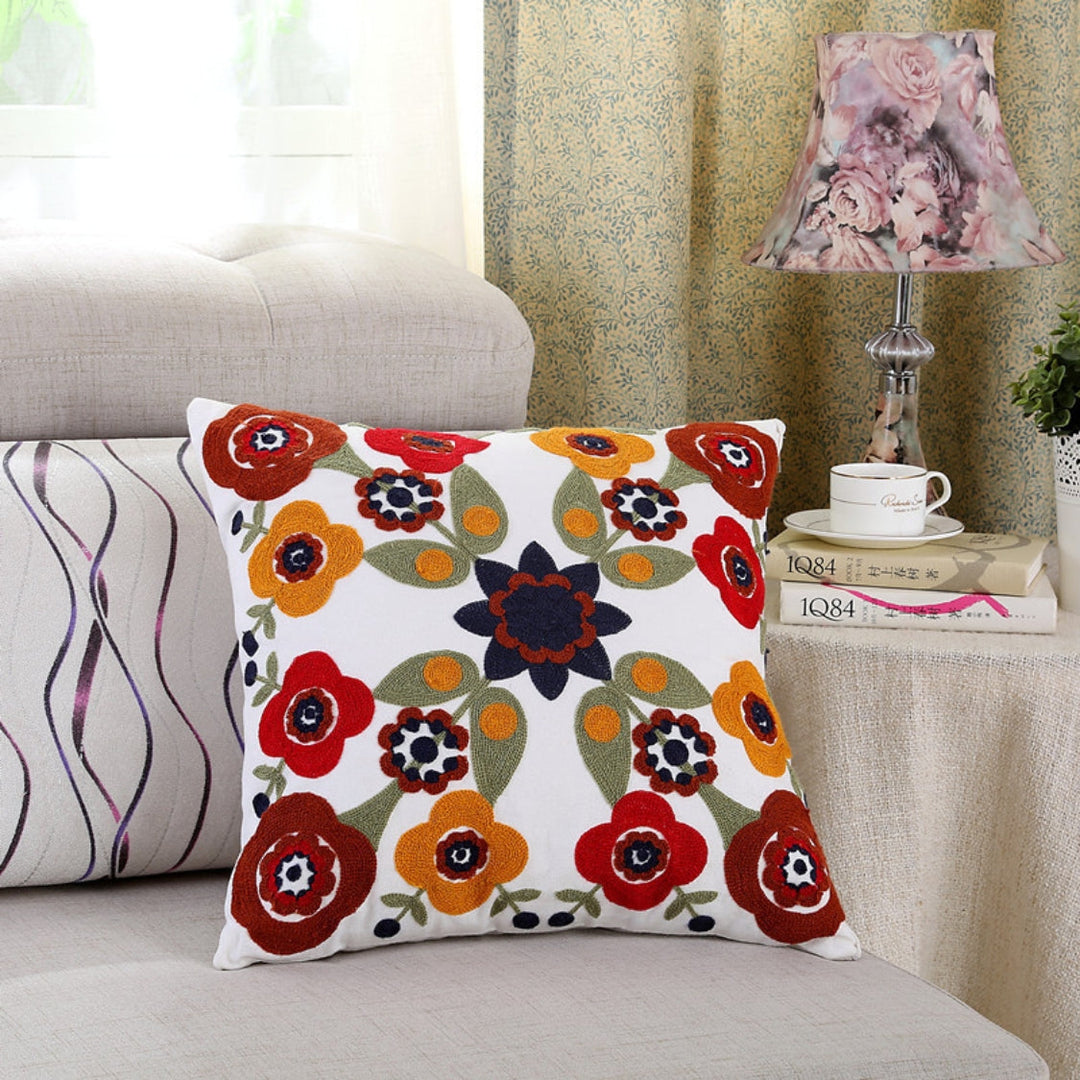 Lisslune | Fleur Classic Embroidery Square Sofa Cushion Cover