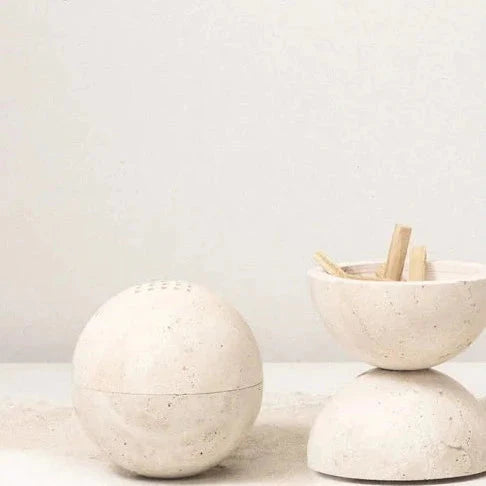 Lisslune | InstantSphere - 9-hole Travertine Incense Stick Holder