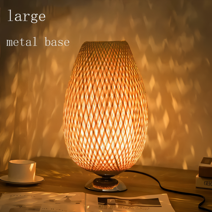 Lisslune | NatureHue – Vintage Bamboo Table Lamp – Creative Woven Rattan Desk Light