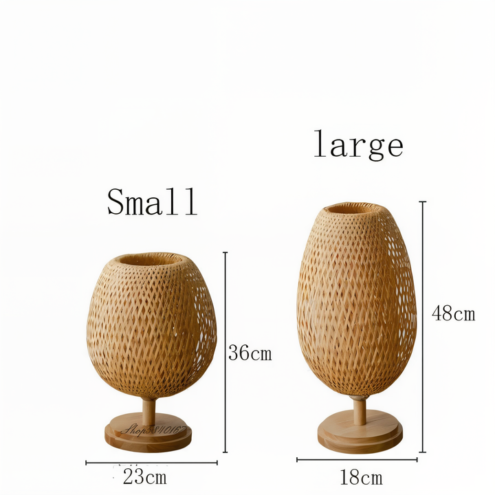 Lisslune | NatureHue – Vintage Bamboo Table Lamp – Creative Woven Rattan Desk Light