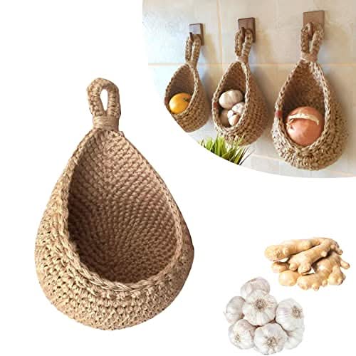 Lisslune | Hanging jute basket for storage in the kitchen