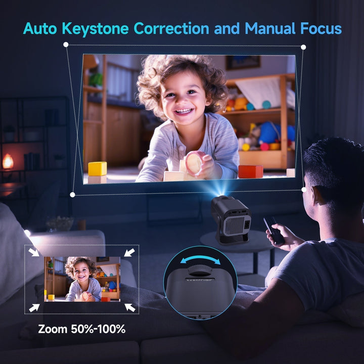 Lisslune | CineBeam 4K Mini Projector – Portable Home Cinema with 180° Rotation