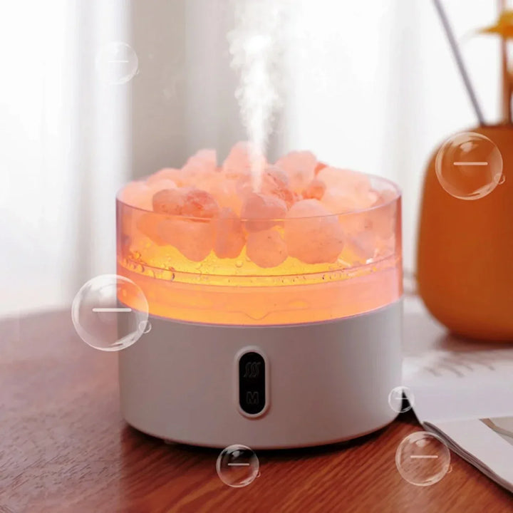 Lisslune | Salt Lamp Diffuser - USB Ultrasonic Essential Oil Humidifier with Himalayan Salt Crystals & Night Light