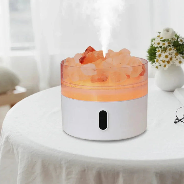 Lisslune | Salt Lamp Diffuser - USB Ultrasonic Essential Oil Humidifier with Himalayan Salt Crystals & Night Light