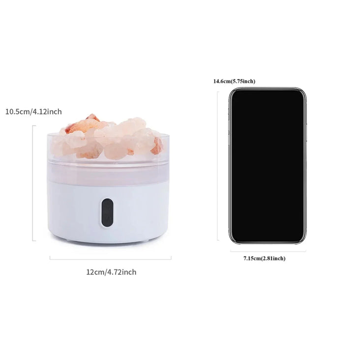 Lisslune | Salt Lamp Diffuser - USB Ultrasonic Essential Oil Humidifier with Himalayan Salt Crystals & Night Light