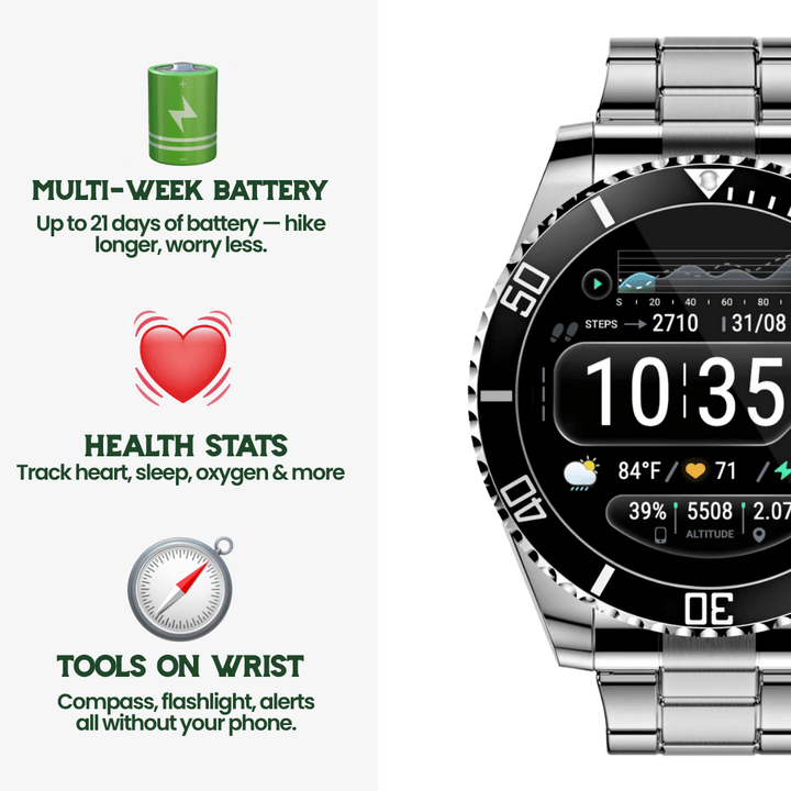 Lisslune | Tactical Smartwatch with Health & GPS Tracking