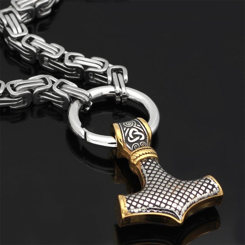 Lisslune | 60–90 cm Stainless Steel Double Wolf Head & Mjolnir Survival Spirit Necklace/Bracelet