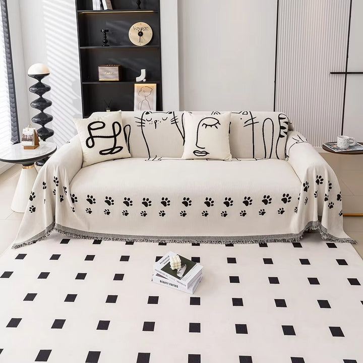 Lisslune | Nordic Cat Paw Chenille Sofa Cover