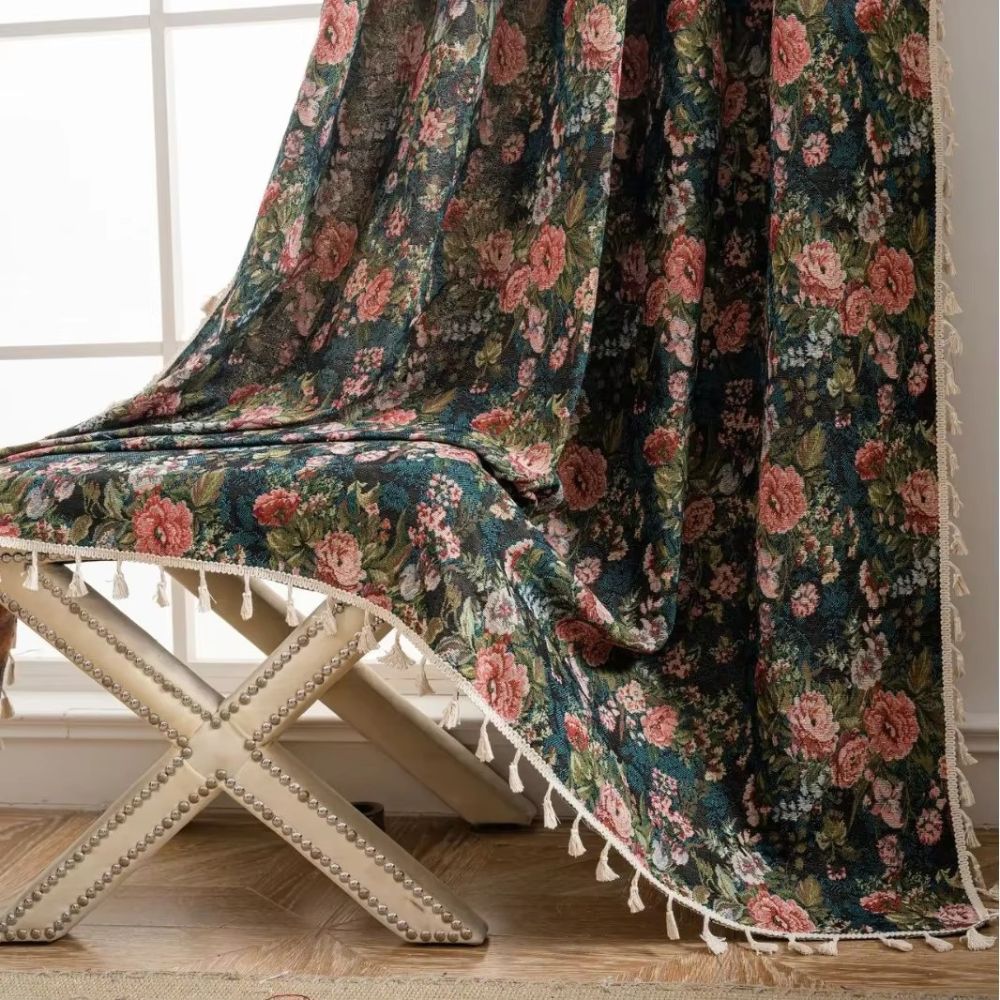 Lisslune | Noveau Ditsy Floral Tassel Curtain