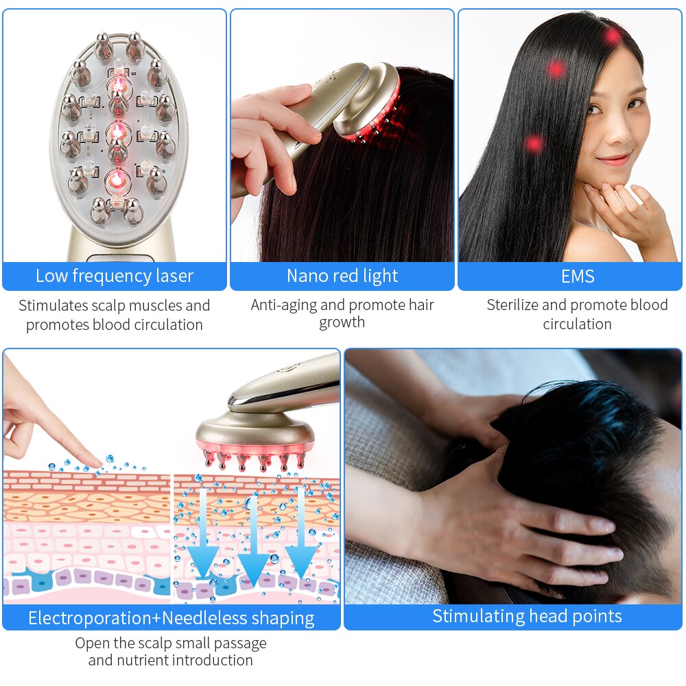Lisslune | Red Light Therapy for Hair Growth – Laser Comb with Low-Level Laser Light for Effective Hair Loss Treatment, Includes Hair Growth Brush for Enhanced Results