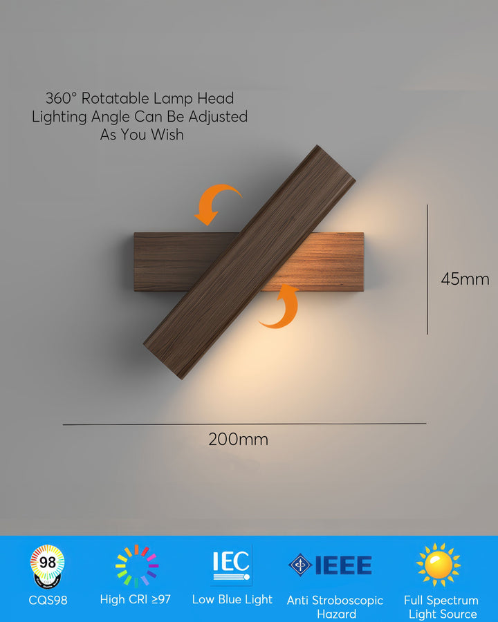 Lisslune | Rotatable wall lamp with Nordic wood grain
