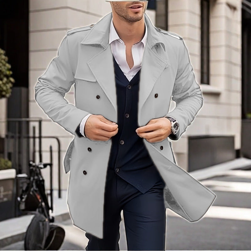 Men's Double-button Trench Coat with Practical Pockets Lisslune