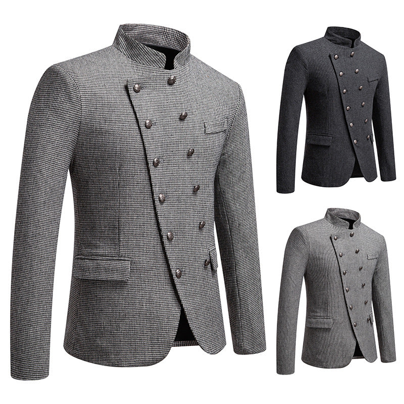 Men's double-breasted blazer with modern check pattern Lisslune