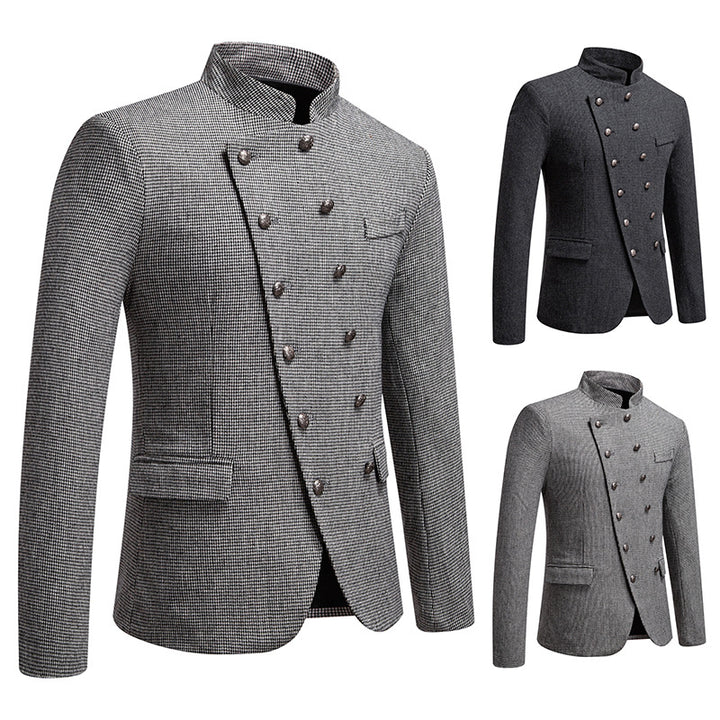 Men's double-breasted blazer with modern check pattern Lisslune