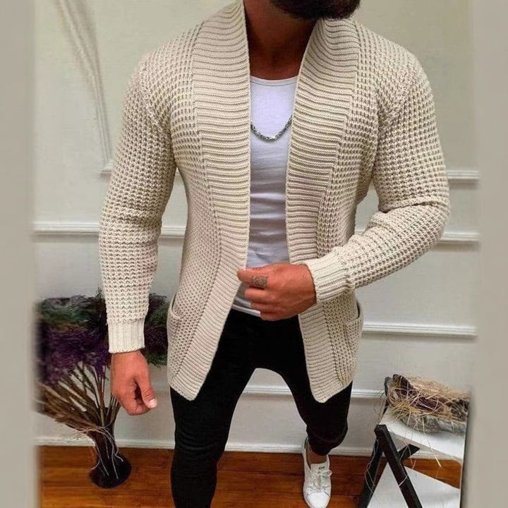 Men's cardigan with deep collar and textured design Lisslune