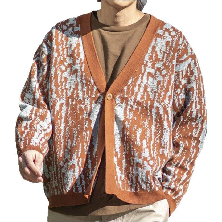 Men's stylish knit cardigan with stylish pattern and V-neck Lisslune