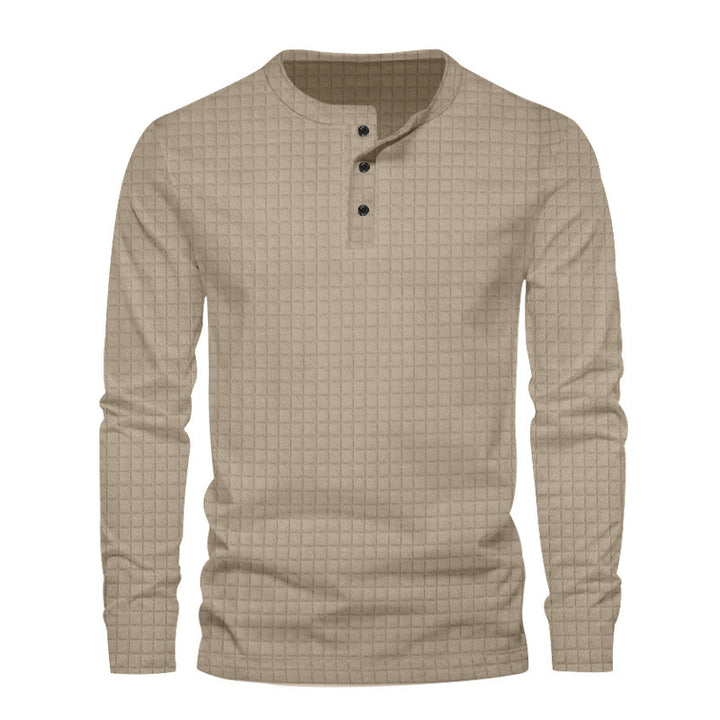 Men's long sleeve shirt with textured fabric and button placket Lisslune