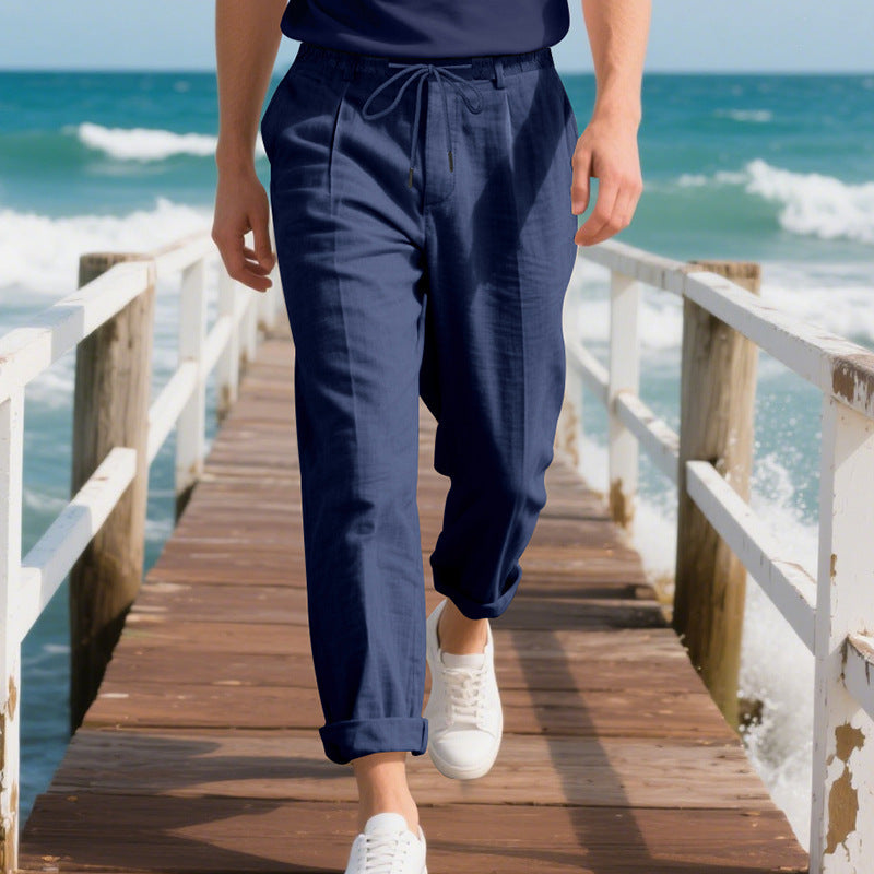 Men's casual beach pants with elastic waistband and practical side pockets Lisslune