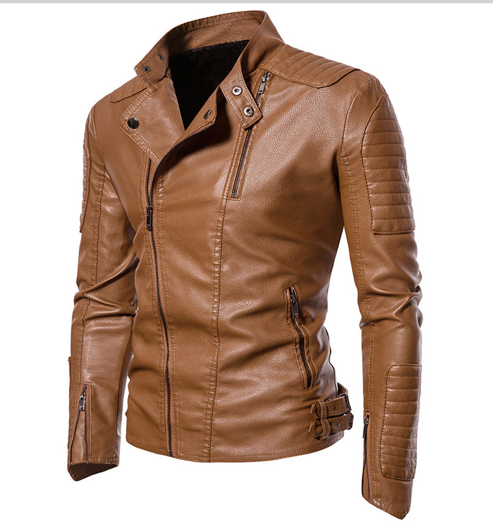 Men's biker jacket in modern design with sturdy zippered pockets Lisslune