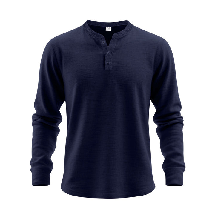 Men's Long Sleeve Henley Shirt made of soft waffle material Lisslune