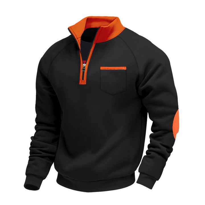 Men's sporty sweater with half zipper and modern contrast details Lisslune