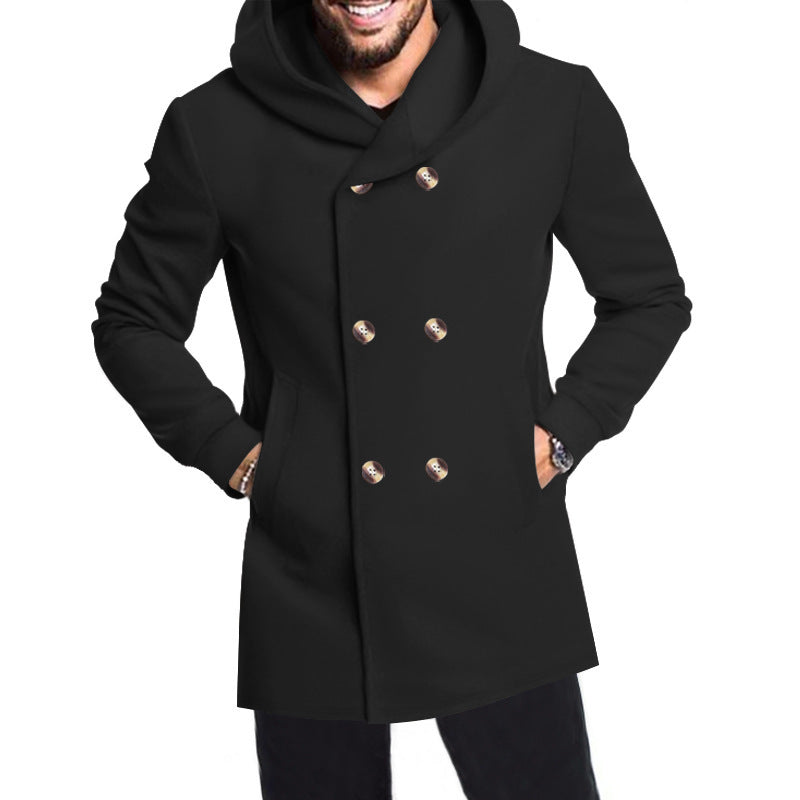 Men's Stylish Double-Breasted Jacket with Hood Lisslune