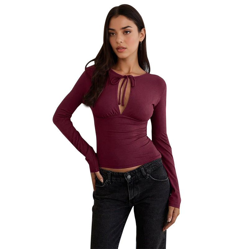 Women's Long Sleeve Camisole with Decorative Lace-Up Detail and Flattering Cut Lune London